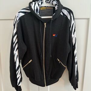 Aviator Nation zebra stripe hoodie size small, worn once!